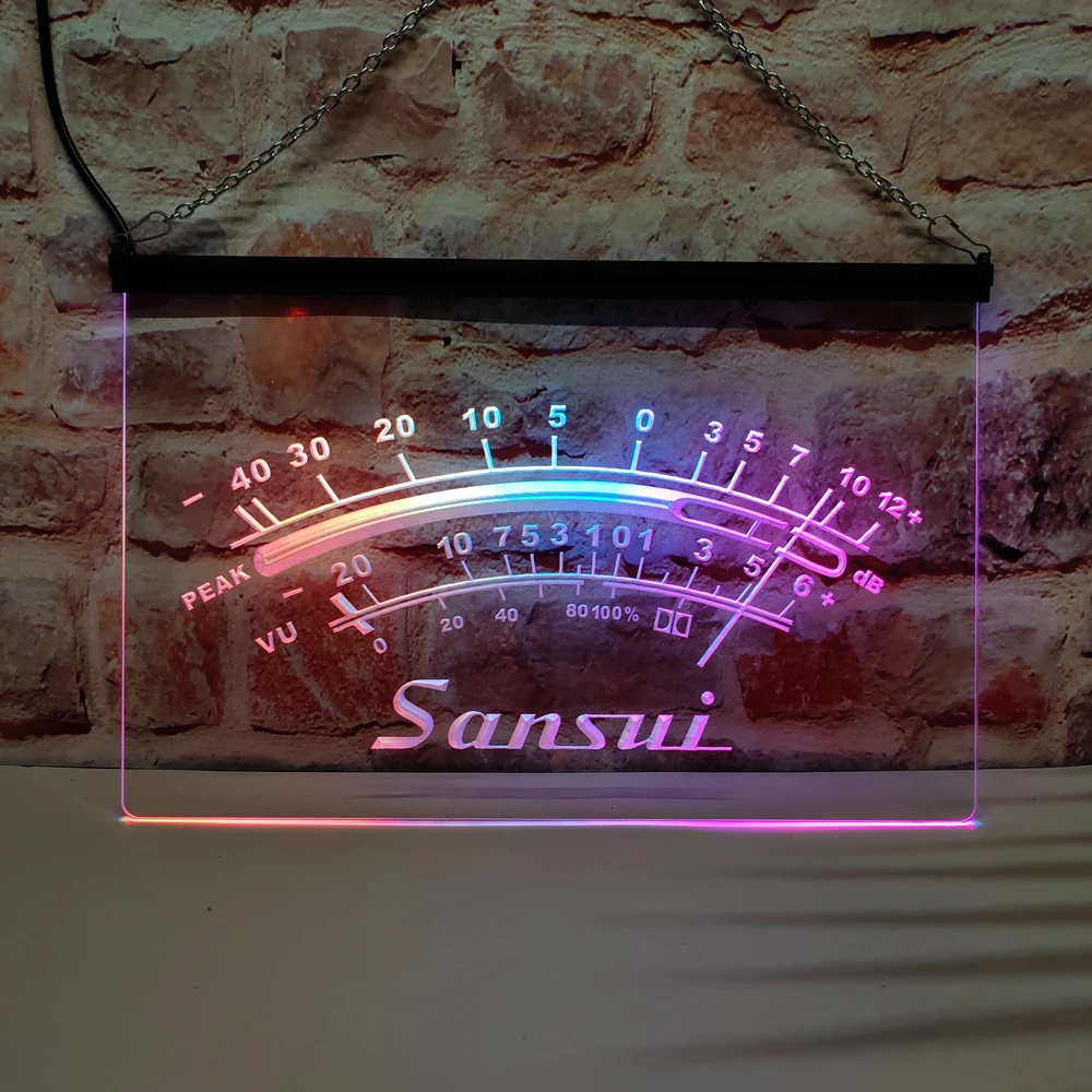 Sansui Peak Vu dB Display-LED Neon Sign Featuring Colorful Flowing Effect, Perfect for Home Decoration and Creating Party Mood