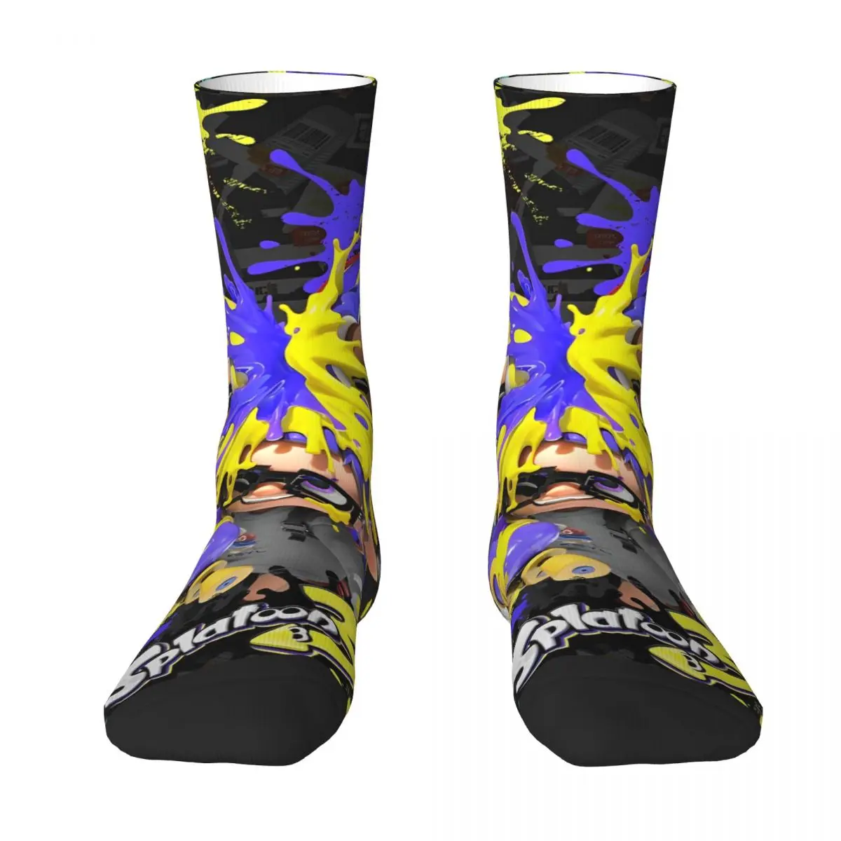 Rainbow Splatoon Socks Video Game Modern Stockings Autumn Anti Slip Men Socks Soft Breathable Graphic Skateboard Socks