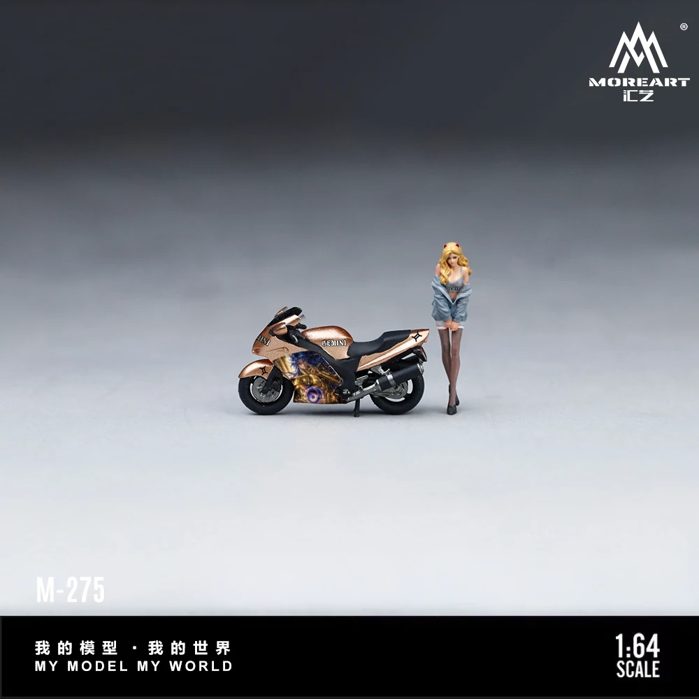 *Pre-Order*MoreArt 1:64 Resin Figure Decor‑print Motorbike with Girl Biker Figurine for Display Gift Decor - view 2