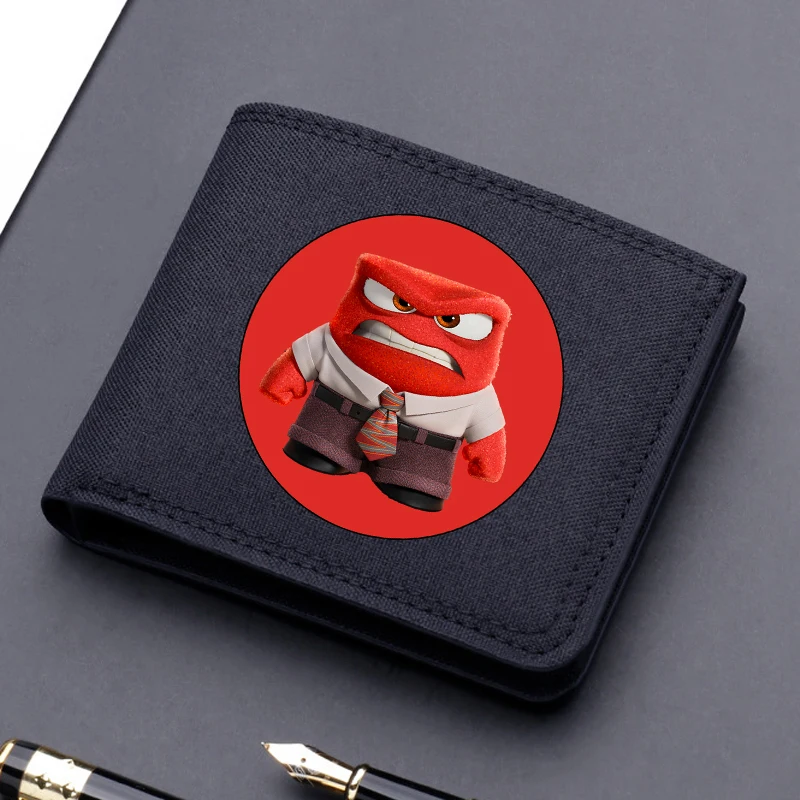 Disney Cartoon Movie Wallets Inside Outs 2 Short Folding Purse Cute Anxiety Anger Sadness Canvas Card Holder Coin Case Kid Gifts