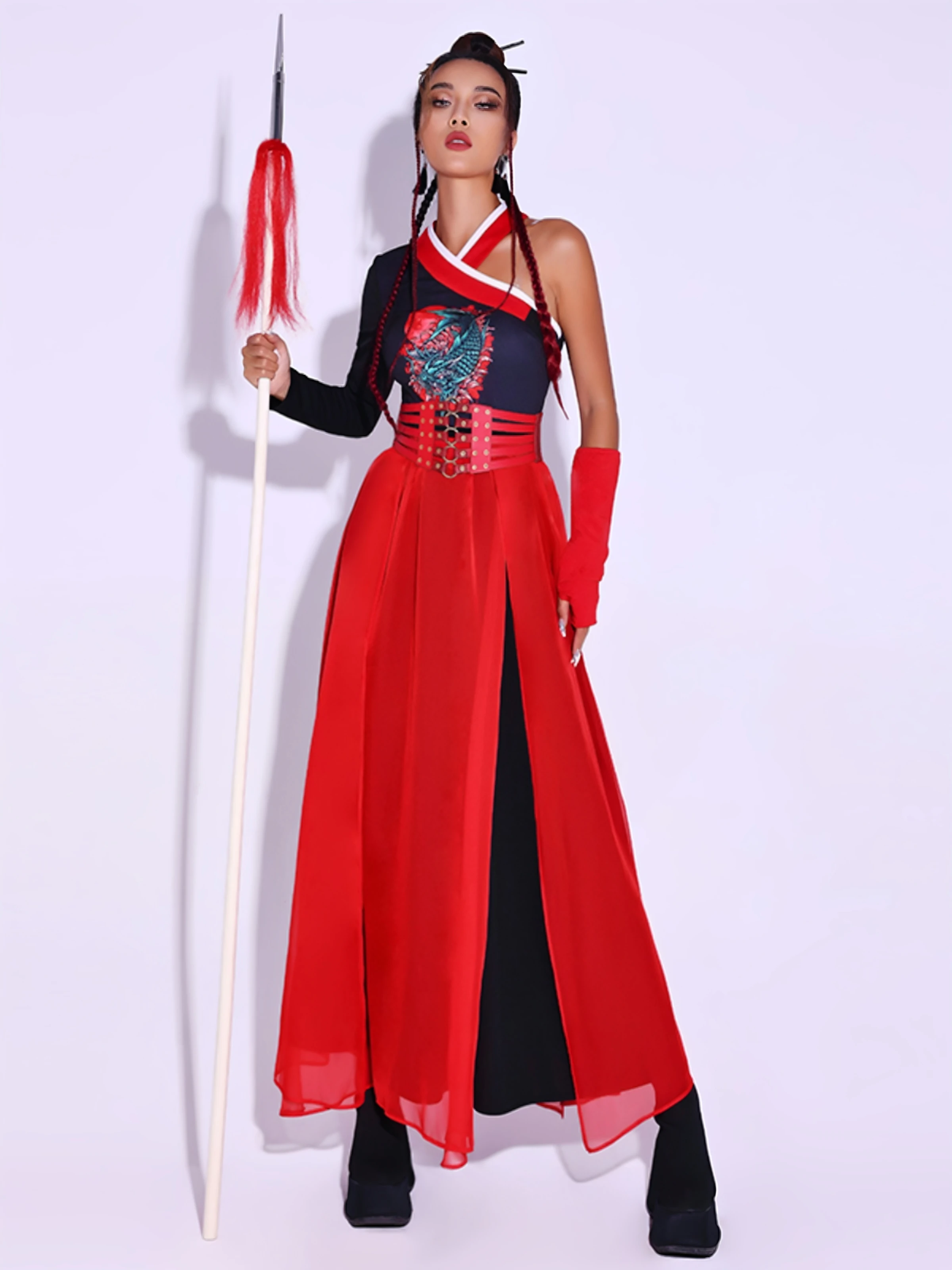 New Women's Performance Costume DS Bar Business Performance Stage Outfit Tang Suit Roman Cloth Material National Trend