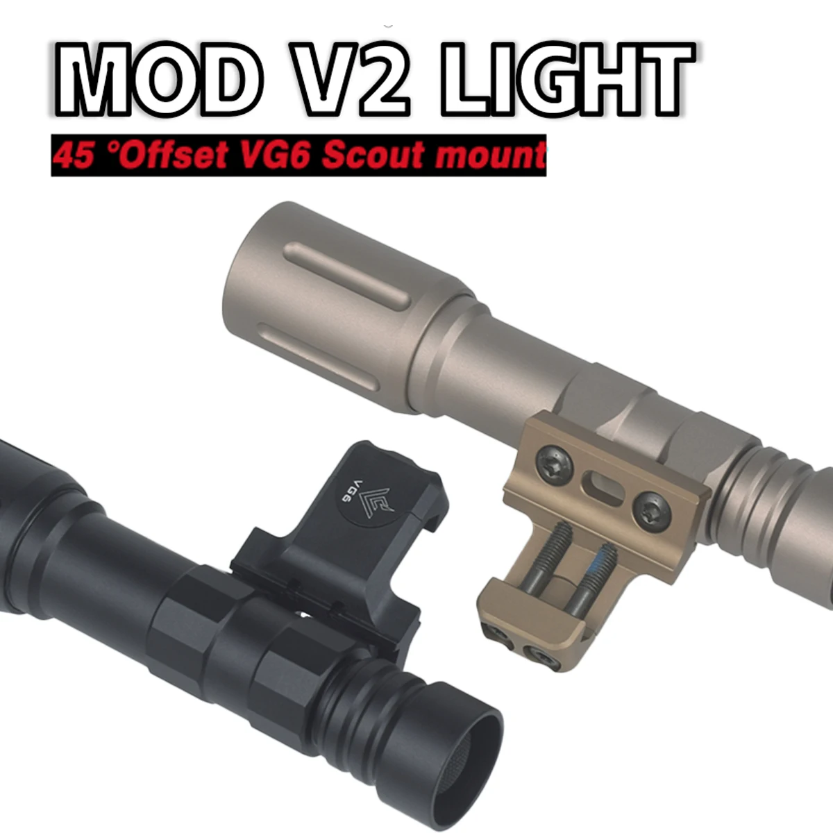 

Tactical MOD V2 Weapons Scout Light High 1300 Lumen 45 °Offset Side VG6 Scout Light Mount Adaptive Base M300 M600 Hunting Light