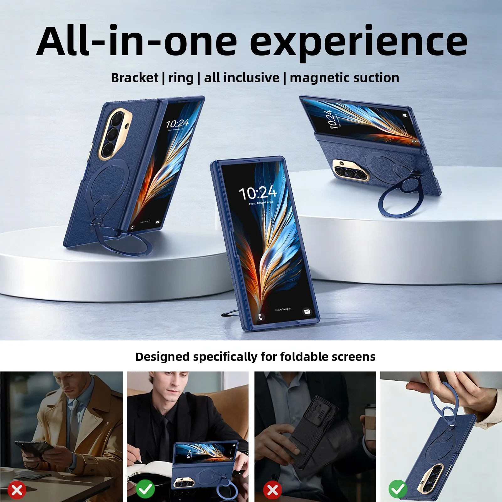 Box-type all-inclusive magnetic phone case for samsung z fold 7 glass frame with tennis racket holder anti-fall stand case w26