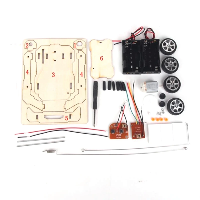 STEM Kid Wooden DIY Assembly Electric Toy Wireless Remote Control Car Assembly Educational Science Experiment Kit