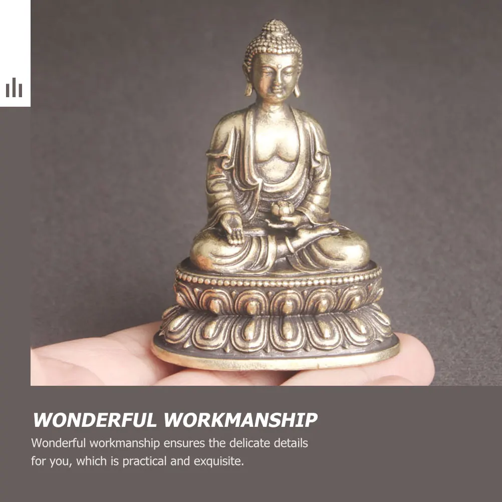 

Brass Buddha Statue Retro Decor Desktop Figurine Exquisite Craft Small Size Spiritual Ornament Vintage Home Decor