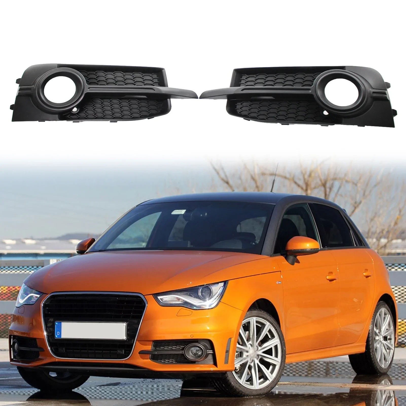 Fog Light Grilles Replacement For Audi A1 2011-2014 8X0807681B/8X0807682B Front Bumper Trim Cover Left Right Pair Sport Frame