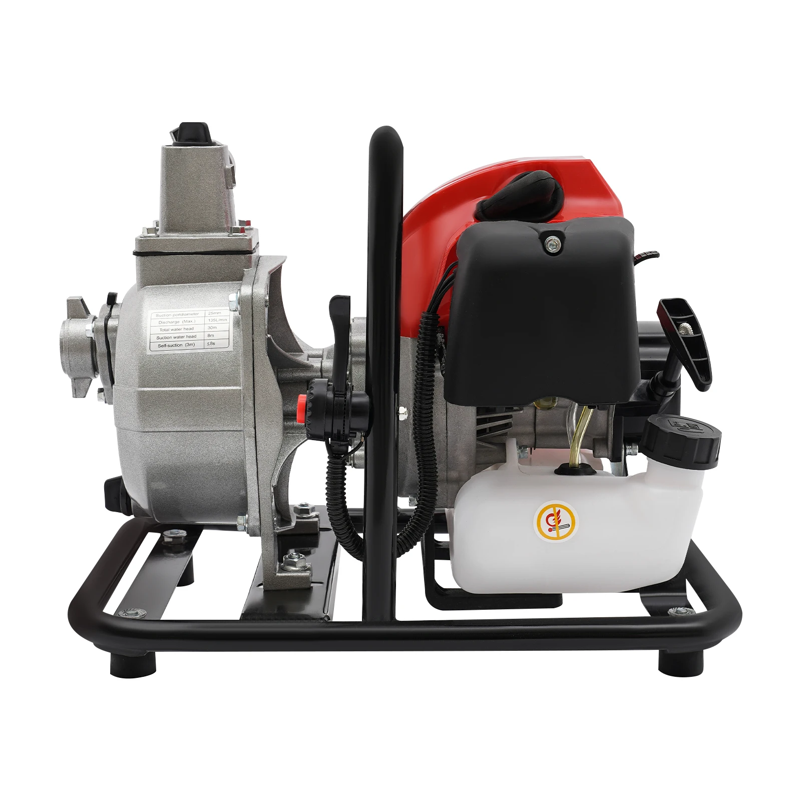 2-Stroke Gasoline Engine Pump,1.25KW High Power & 35.66GPM for Irrigation/Drainage,Fuel-Efficient 98.4ft Lift, Portable Design