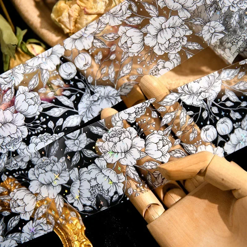 

1Pack Gift Material Dairy Adhesives Decorative Supplies Brocade Craft CUT Scrapbook Flower Bronzing Silver Tape Collage 30CM