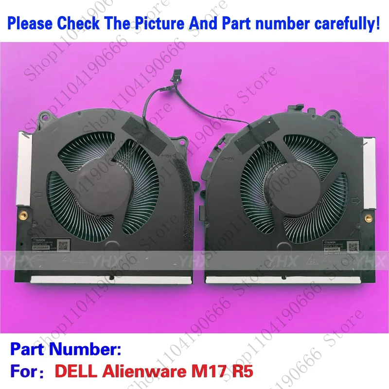 

GYX New For Dell Alienware M17 R5 CPU+GPU COOLING FAN R+L 2022 DC12V.