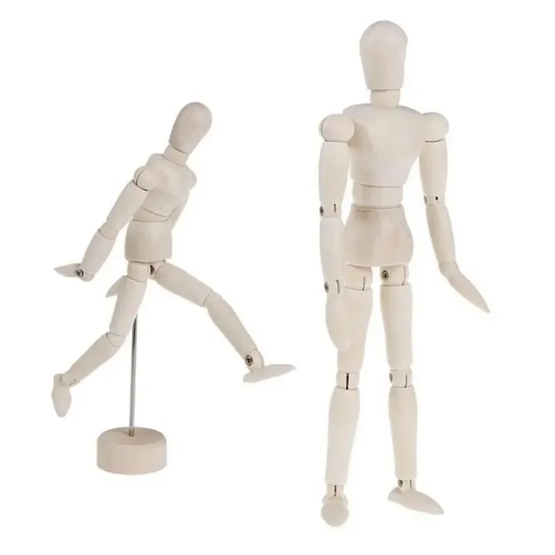 VKTECH NEW Artist Movable Limbs Handmade Male Wooden Toy Figure Model Mannequin bjd Art Sketch Draw Action Toy Figures DIY Craft