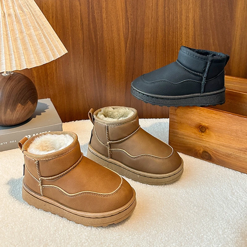 

2025 зимние детские полусапожки, теплые детские зимние сапоги, модные удобные повседневные ботинки для мальчиков и девочек, детская обувь на нескользящей мягкой подошве