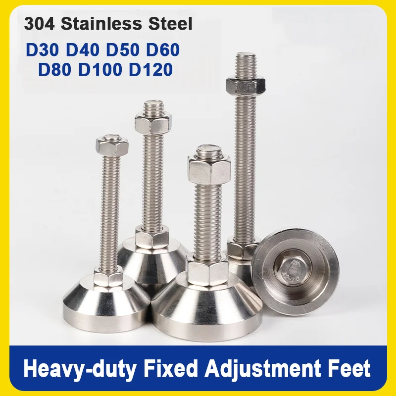 Stainless Steel Heavy-duty Fixed Adjustment Leg M6-M16 Thread Type Adjustable Levelling Foot Pad Swivel Base Articulating Legs