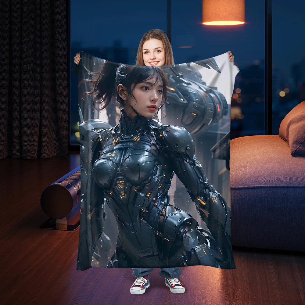 Armor Mysterious Woman Printed 3D Blanket Full size Soft Cap Blanket Home Decoration Bedding