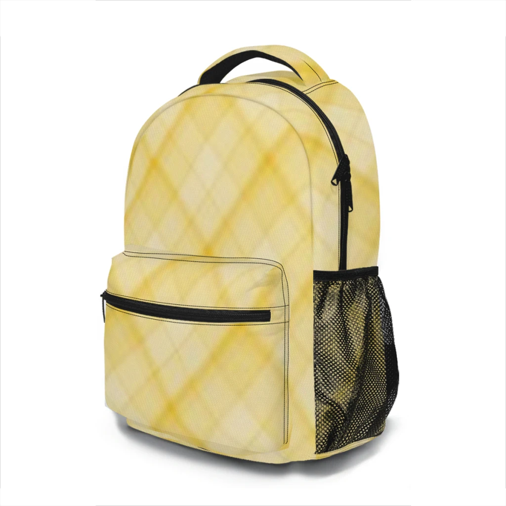 Yellow Plaid Background - Versatile, Large Capacity Waterproof Backpack, Washable Computer Bag for All.