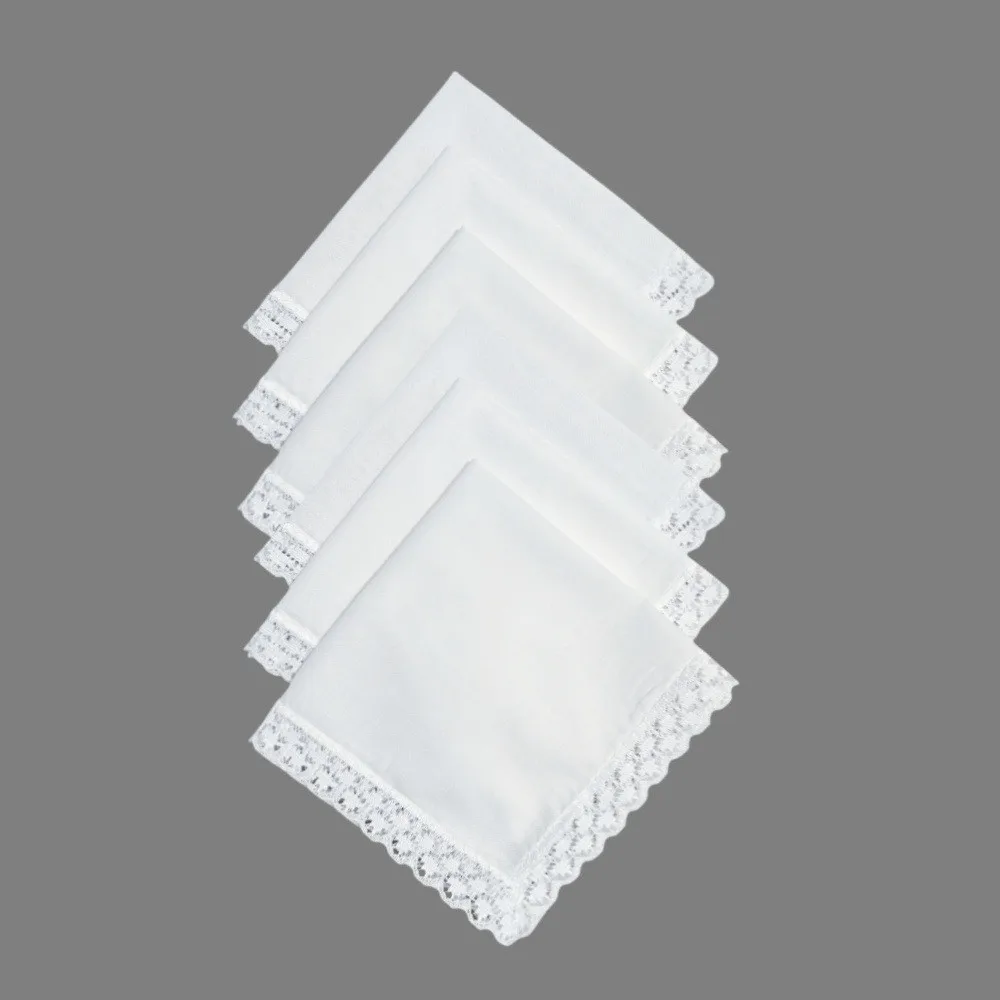 6Pcs New Pure White Lace Handkerchief Thin Handmade Wedding Handkerchief Small Size DIY Small Square Towel
