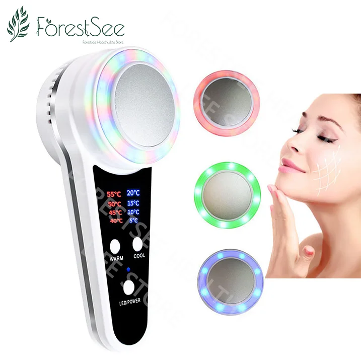 Blue Photon Skin Care Hot Cold Hammer Cryotherapy Heating Facial Skin Lifting Tighten Anti-aging Face Spa Shrink Pore Massager