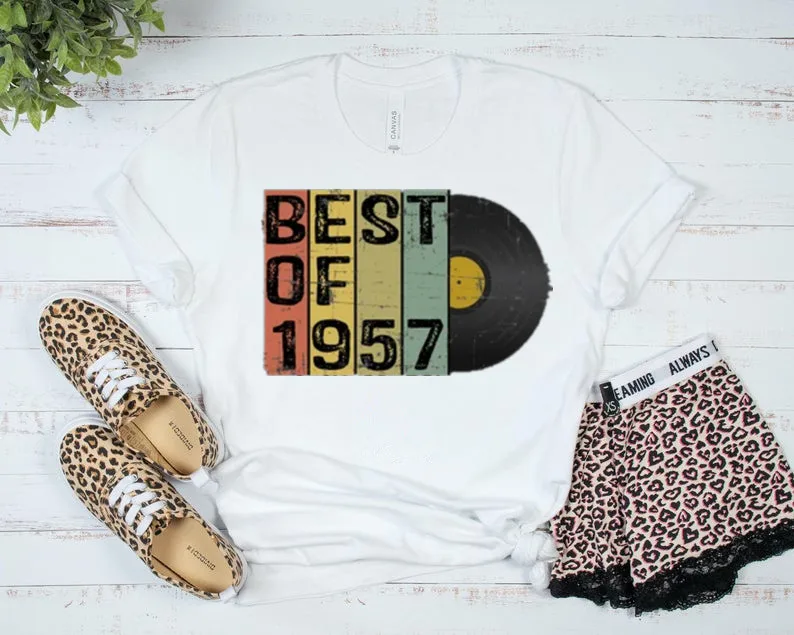 Vintage Best of 1957, 64th Birthday Shirt For Men Women, Gift For Him Her Retro Party 100% cotton Shirts Streetwear Unisex y2k