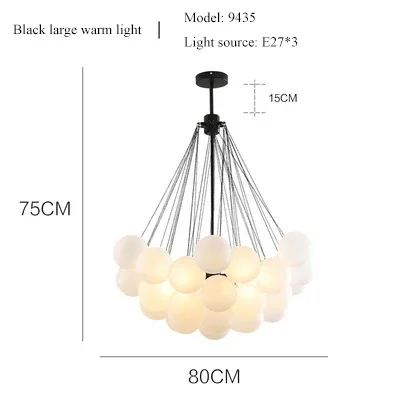 TAONUANSHU Moderne Milchglaskugel Deckenleuchter Schwarz Gold Pendelleuchten 19/37 Glas Hängelampe für Esszimmer Wohnzimmer 4