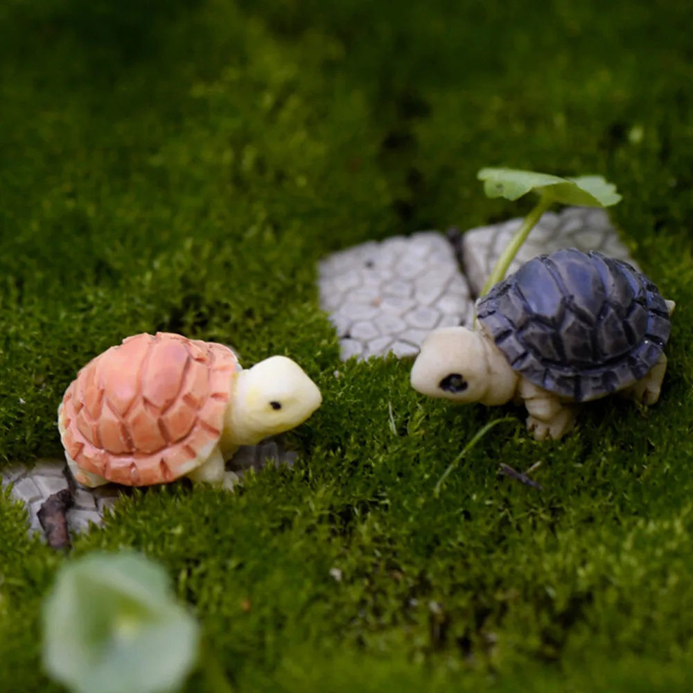 2PCS DIY Mini Turtle Tortoise Miniature Fairy Garden Decoration DIY Doll House Terrarium Micro Landscape Decoration Retail