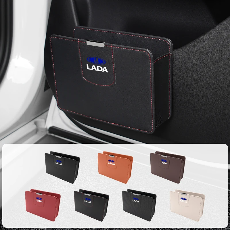 

Leather Car Organizer Pocket Bag Bin Back Clip Design Leather Storage Box For Lada Vesta Niva Samara Kalina Largus Priora Xray