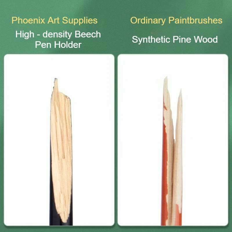 1/3/7/12pcs PHOENIX Art Supplies Pincéis de óleo de cerdas de porco/náilon em forma de leque Pincéis de aquarela de cabo longo para estudantes de arte