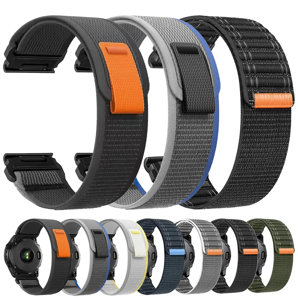 26 22mm Nylon Strap For Garmin Instinct 3 2X Solar Watch Band For Garmin Forerunner 970 965 955 Solar 935 Quick Release Bracelet