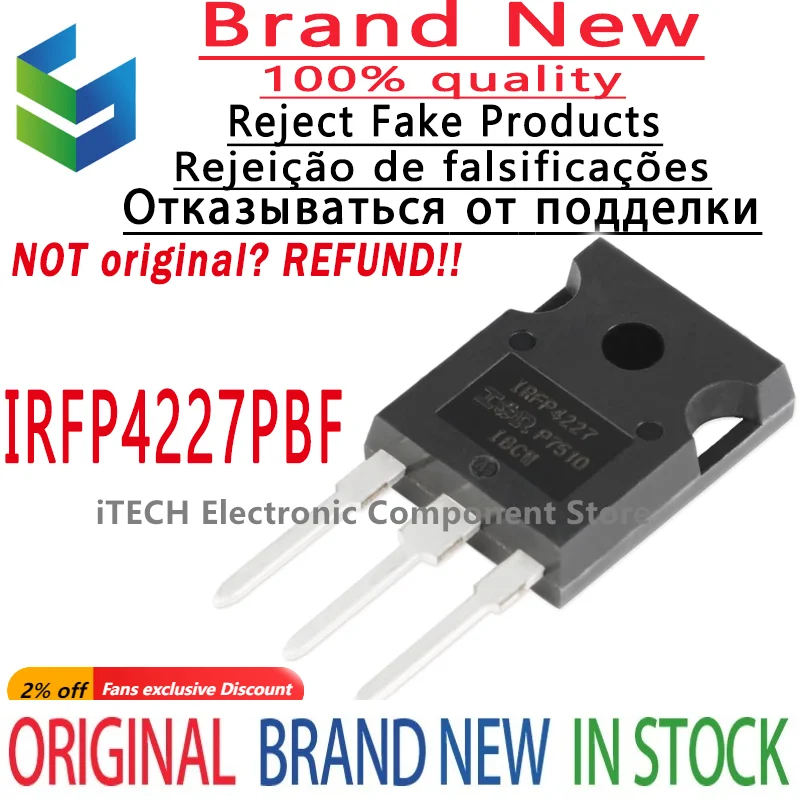 

(10-50)pcs/lot Original IRFP4227PBF IRFP4227 TO247 MOSFET N-channel 200V 65A 100% New and Genuine