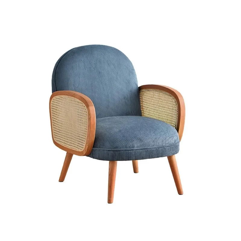 

Rattan sofa chair single double casual solid wood retro living room medieval furniture Nordic balcony