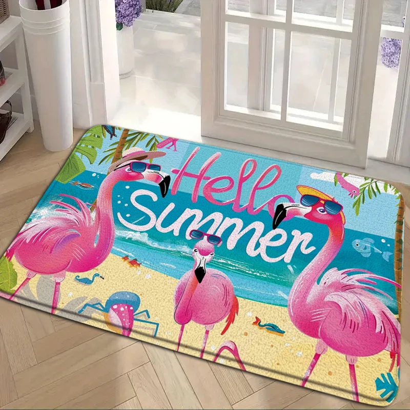 Bathroom Floor Mat Carpet Rug - Flowers Pattern Non-Slip Door Mat Entrance Floor Decor for Living Room Home Decoration Doormat