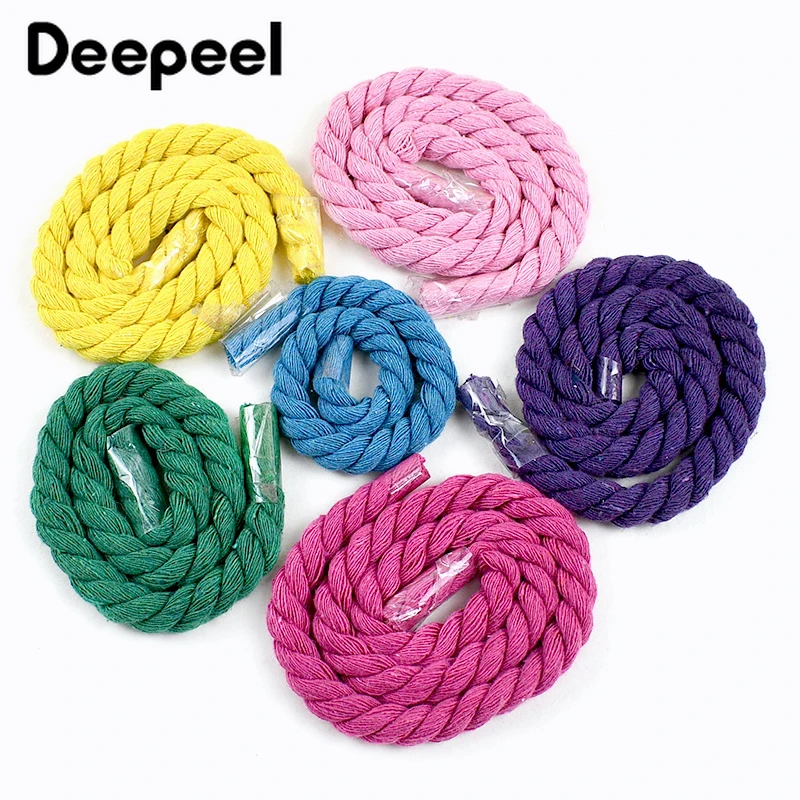 

5M 5/8/10/12/20mm Colored Cotton Rope 3 Shares Twisted Cord for Braided Home Textile Macrame Decoration Ropes Sewing Accessories