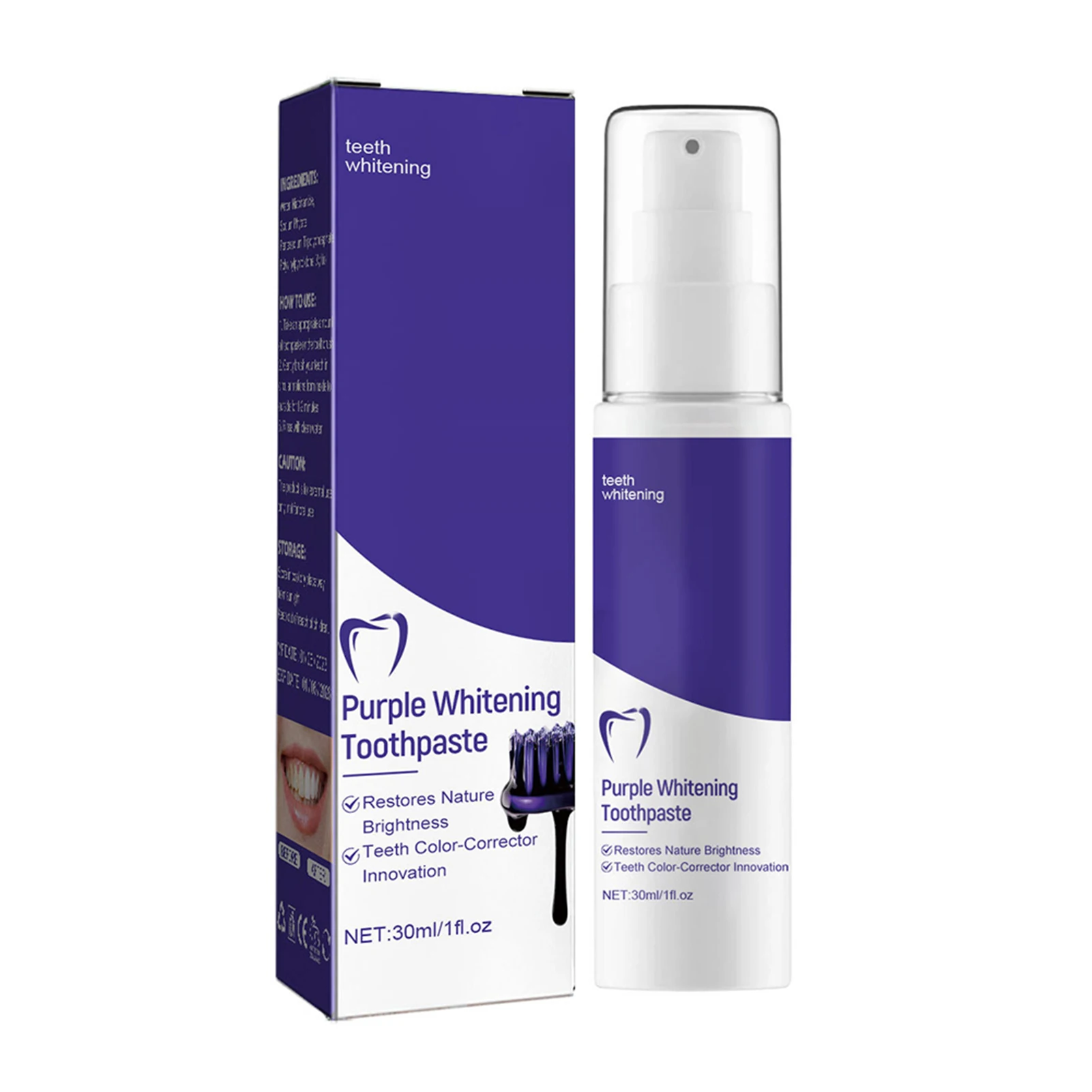 

30ML Purple Color Corrector Toothpaste Multifunctional Teeth Cleaning Whitener