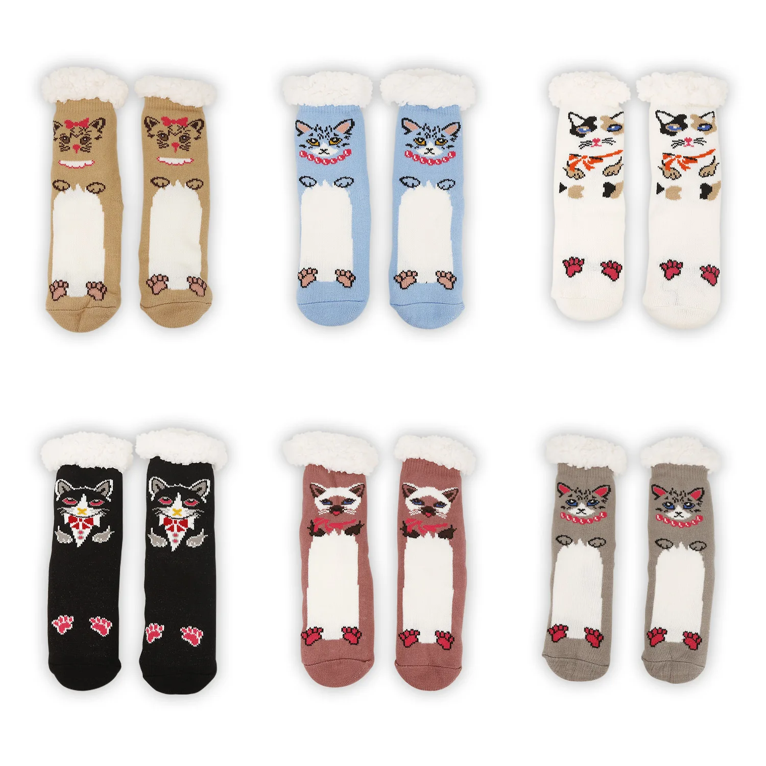 

1Pairs Home Floor Socks Women's Warm Solid Color Floor Socks Non Slip Plush Knitted Coral Fleece Socks For Women And Girls