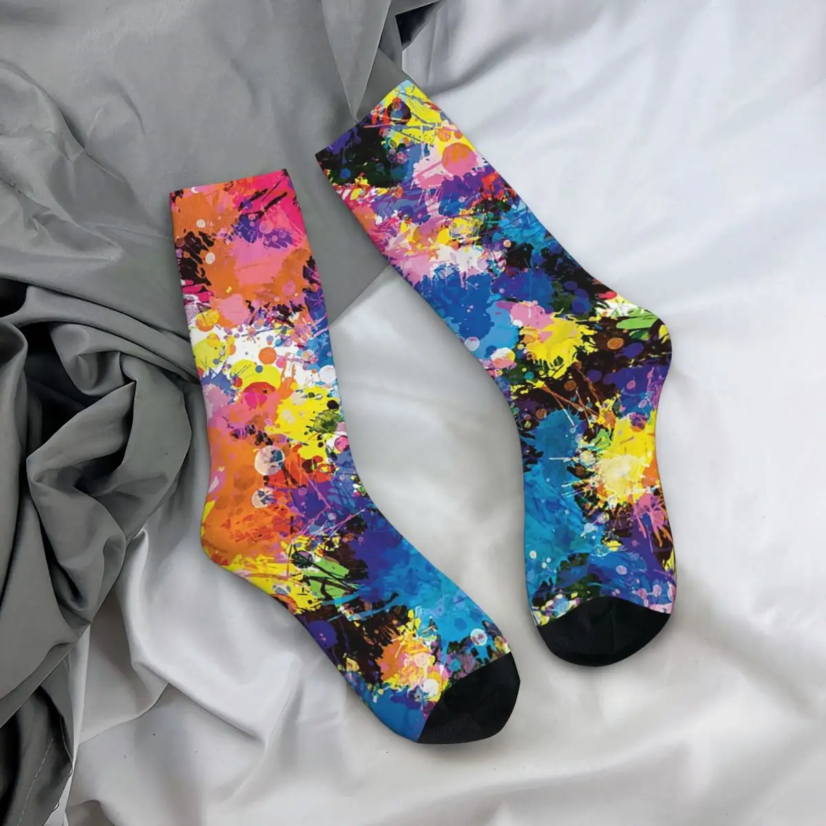 All Seasons Crew Stockings Abstract Colorful Splatter Socks Casual Long Socks for Men Women Valentine's Day Gifts