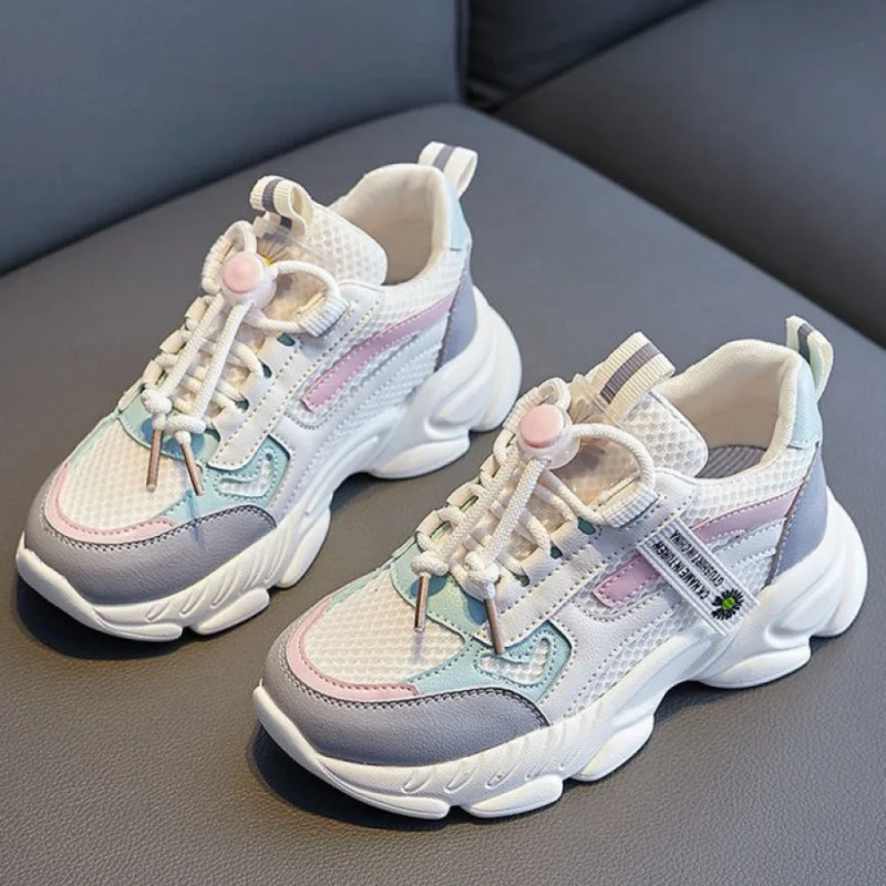 

2026 Модные спортивные кроссовки для детей из искусственной кожи, дышащие, для подростков, нескользящие, для мальчиков и девочек, обувь для бега.