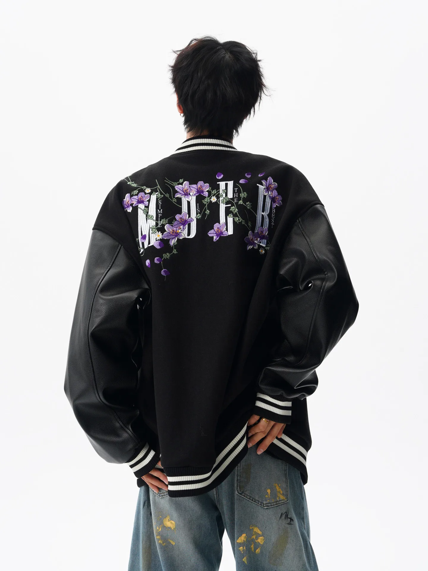 Spring Autumn New Men's Floral Vine Embroidery Baseball Jacket Couple Style American High Street Khaki Blue Loose Casual Jacket