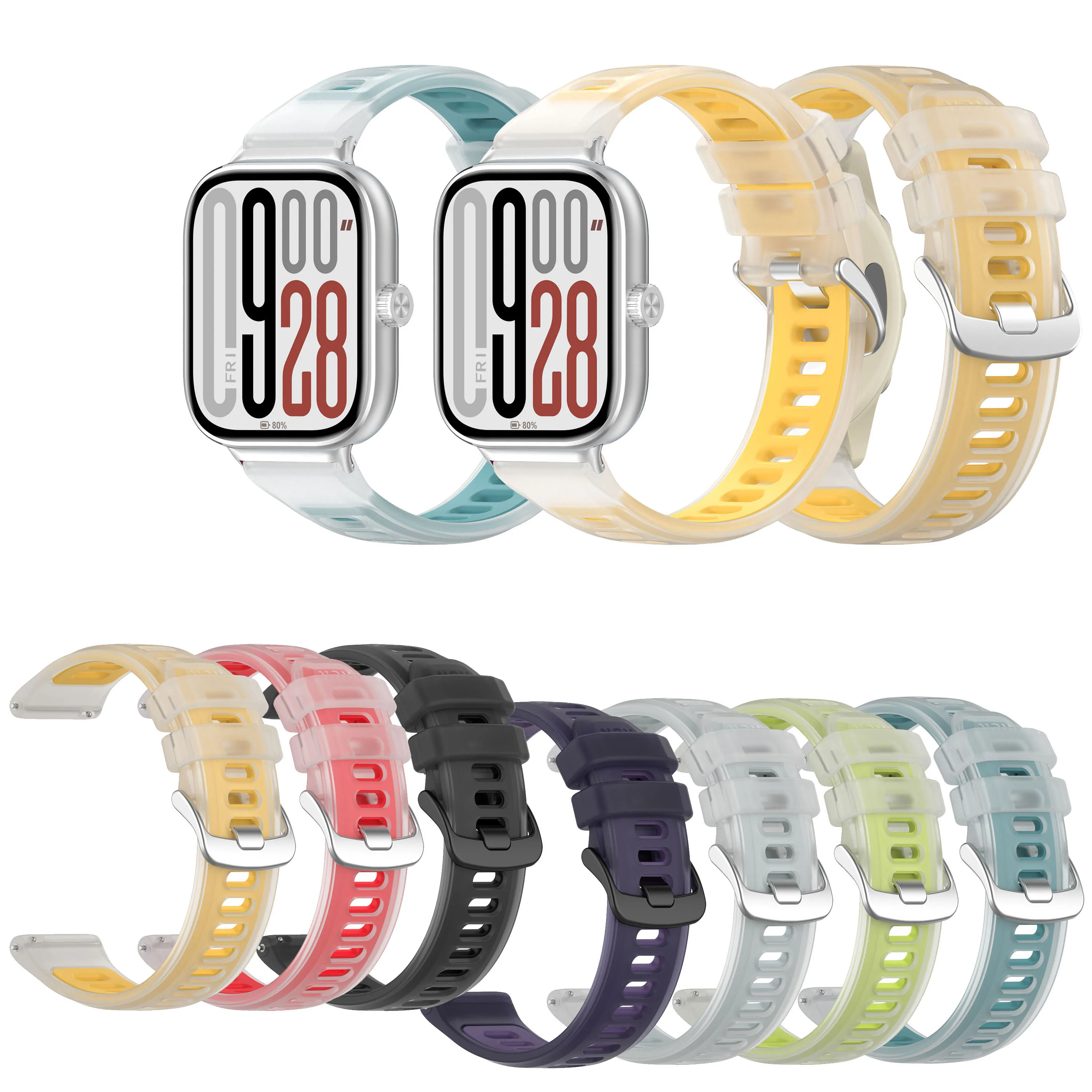 حزام سيليكون لساعة Redmi 5 4 / Xiaomi Band 8 9 Pro Miband 8 9 Pro Watch4 Watch5 ملحقات ملونة جيلي سوار بديل