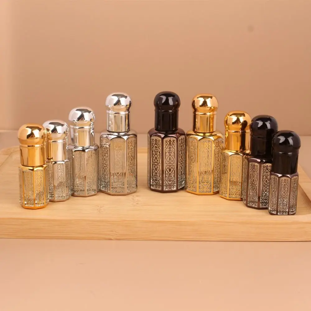 

3/6/12ML Perfume Bottles Portable Mini Dropper Bottles Gold Luxury Refillable Essential Oils Bottles Wedding Decoration