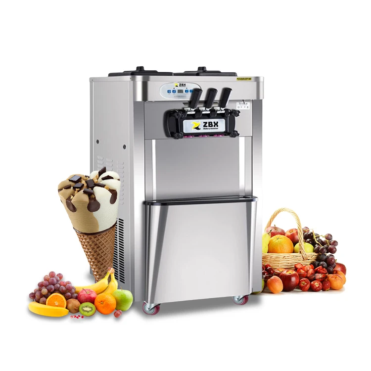 5 Gal/H Commercial Ice Cream Maker with 2 Hoppers Soft service Ice Cream Machine for Restaurants Snack Bar Supermarkets