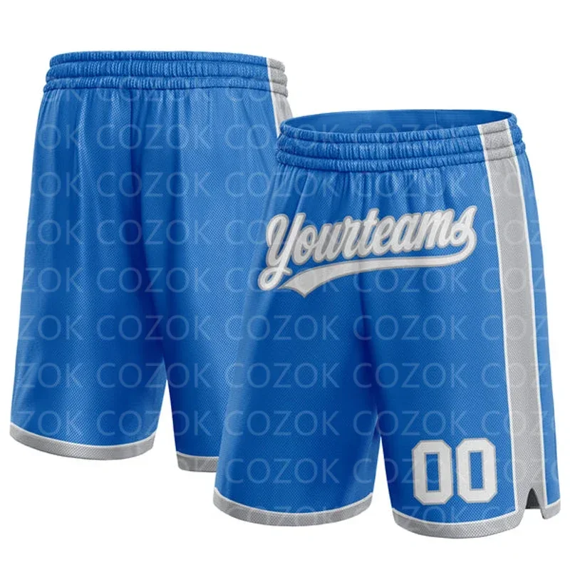 Shorts de basquete autênticos azuis reais personalizados, shorts masculinos com estampa 3D, seu nome, múmia, secagem rápida, praia