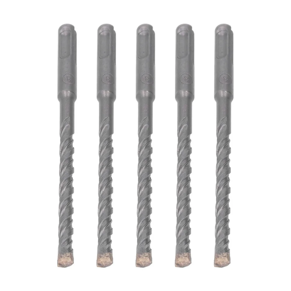 5pcs Carbide Tip Rotary Hammer Drill Bits Self Centering 2 Flute Design Concrete Drill Bits 160mm Length 5/32 Inch Diameter