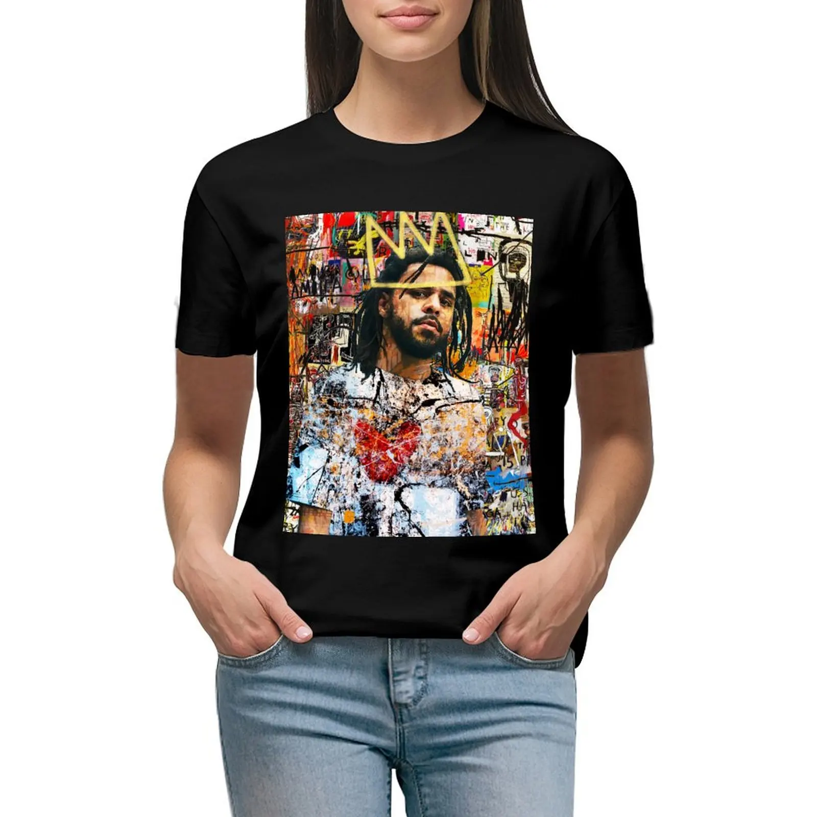 

J Cole Portrait T-Shirt sports fans blanks lady clothes animal print shirt for girls T-shirt Women