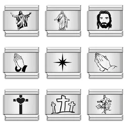 1pc Gemosa Fashion Stainless Steel Rray Cross Religion Jesus Charm Italian Links Fit 9mm Bracelet Diy Making Jewelry