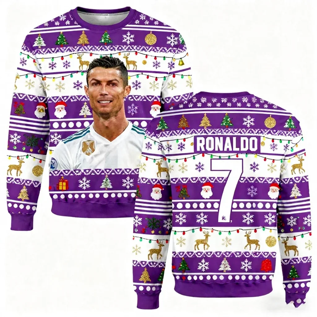 25-26 Ronaldo No. 7 camiseta de fútbol Sudadera con capucha gráfica navideña Moda de otoño Y2K Sudaderas con capucha para niños Sudaderas para hombres y mujeres