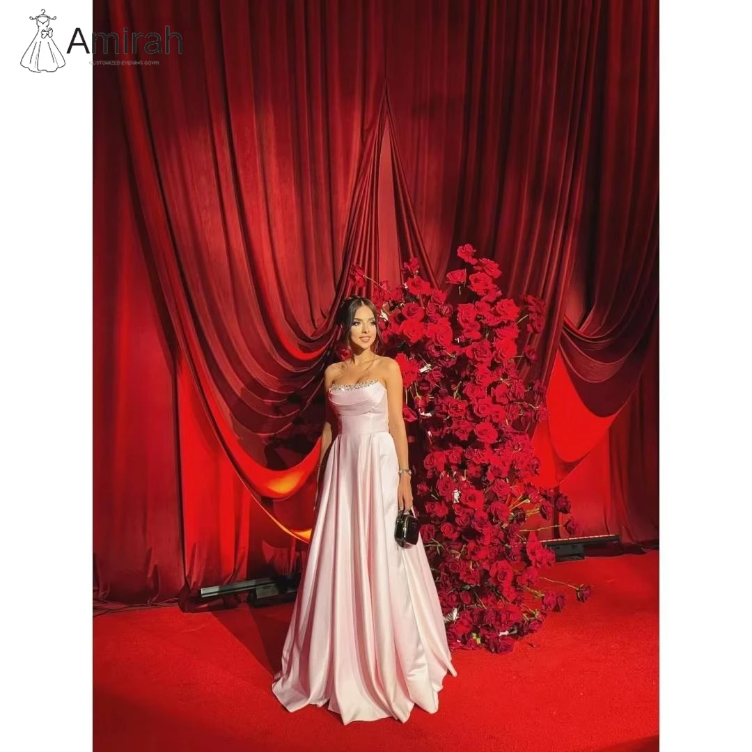 

Amirah Custom Made Luxurious Women's Evening Dresses Woman Elegant Party Dresses 2025 Off the Shoulders Wedding Party Dress Pink