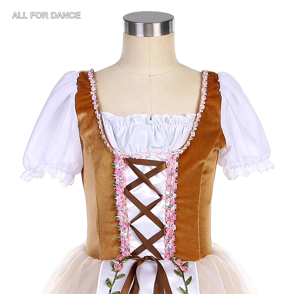 22093 Gonna tutu di danza classica romantica con corpetto in velluto marrone per costume da ballerina per bambini e adulti