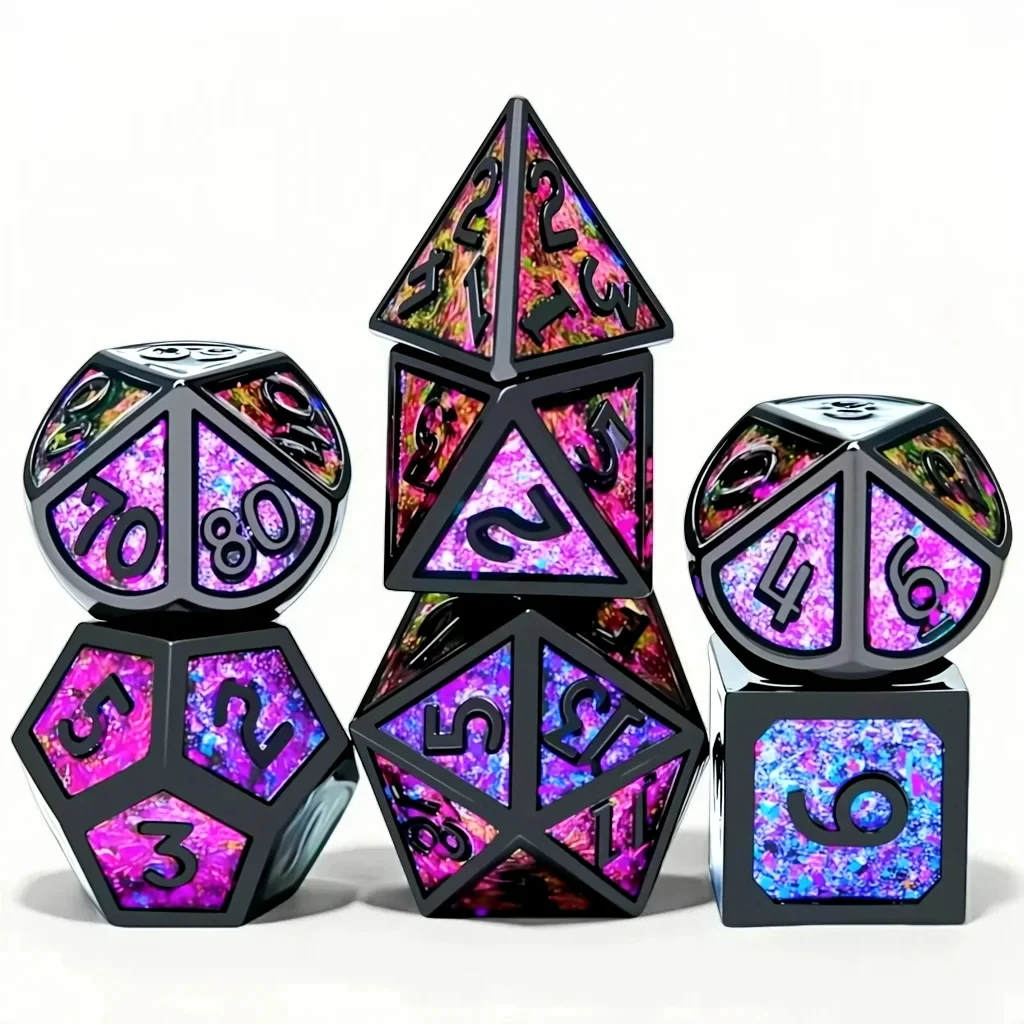 

DND Metal Dice Set for Dungeons and Dragons, DND 5e, RPG Board Game, Tabletop Role Playing, Gift for Birthday, 7 Pcs