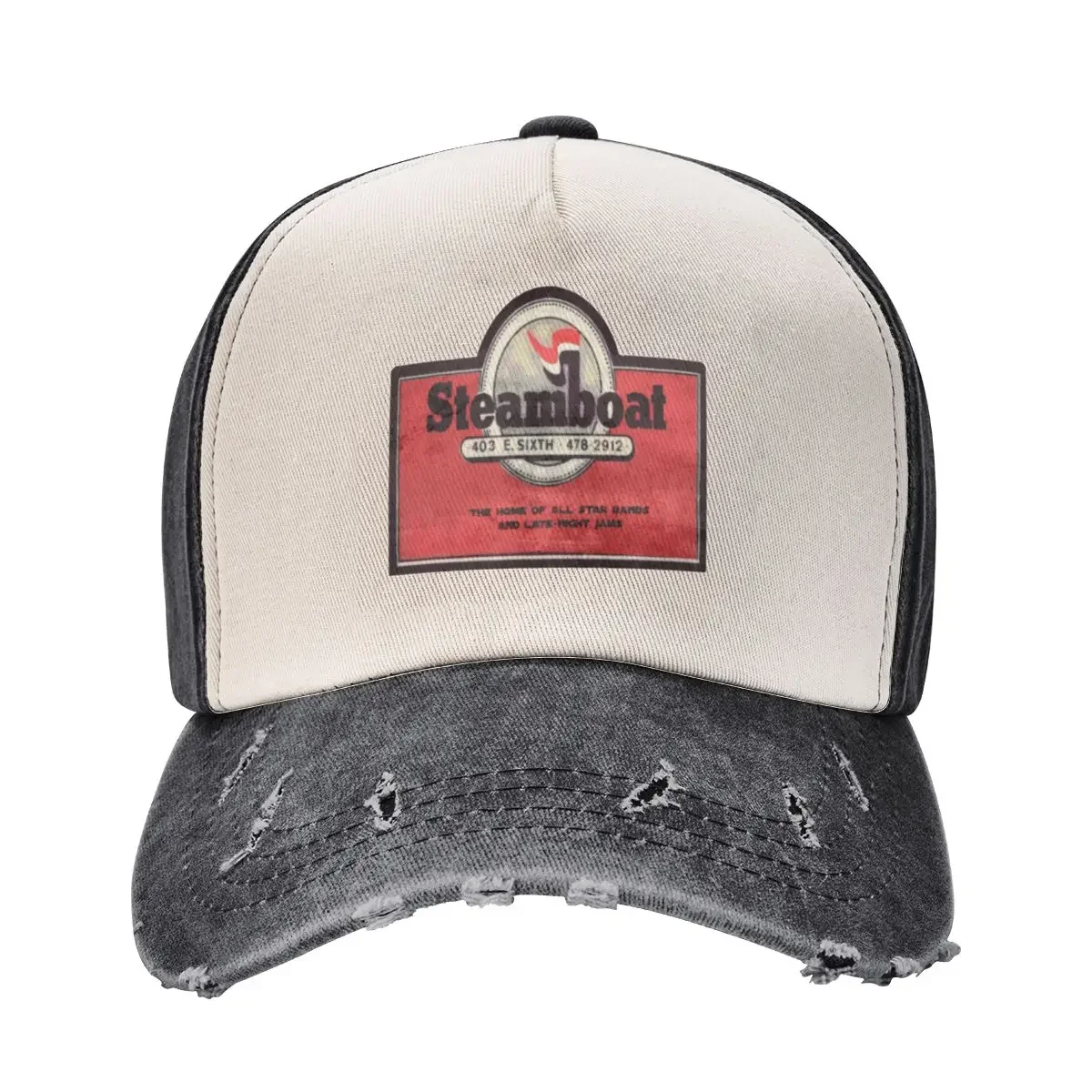 Steamboat, Sixth Street, Austin Texas (1977-94) Baseball Cap derby hat black Hat Baseball Cap hiking hat Golf Women Men's