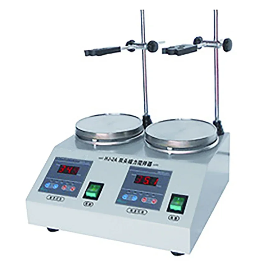 2-head Magnetic Heating Stirrer Multi-unit Lab Heating Mixer with Digital Display 2400rpm Thermostatic Hotplate Mixer 220V HJ-2A