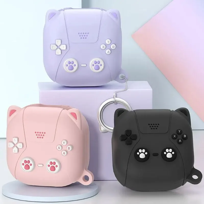 

Shockproof Cute Cat Case For Samsung Galaxy Buds Live/Buds2/Pro/2Pro/FE - Liquid Silicone Cover with Precise Cutouts