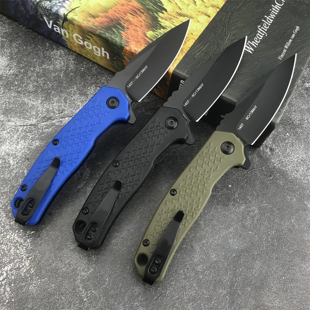 Tactical KS 1407 Conduit Assisted Flipper Folding Knife 8Cr13Mov Blade Nylon Fiber Handles Outdoor Pocket Knives EDC Tool